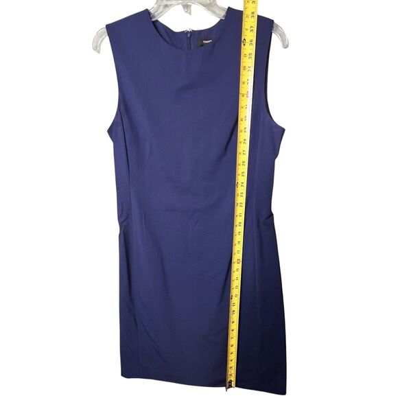 Theory Dress Womens 10 Blue Sleeveless Sheath E Gano Wool Blend Office Career - Picture 7 of 11